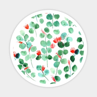 Blooming eucalyptus - watercolor leaves Magnet